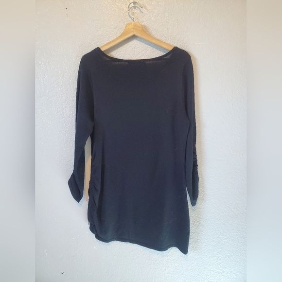 💚5/$25 United States Sweaters Black Runched Zipper Detailed Long Knit Sweater - Picture 3 of 6